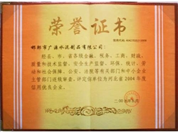 信用優良企業榮譽證書